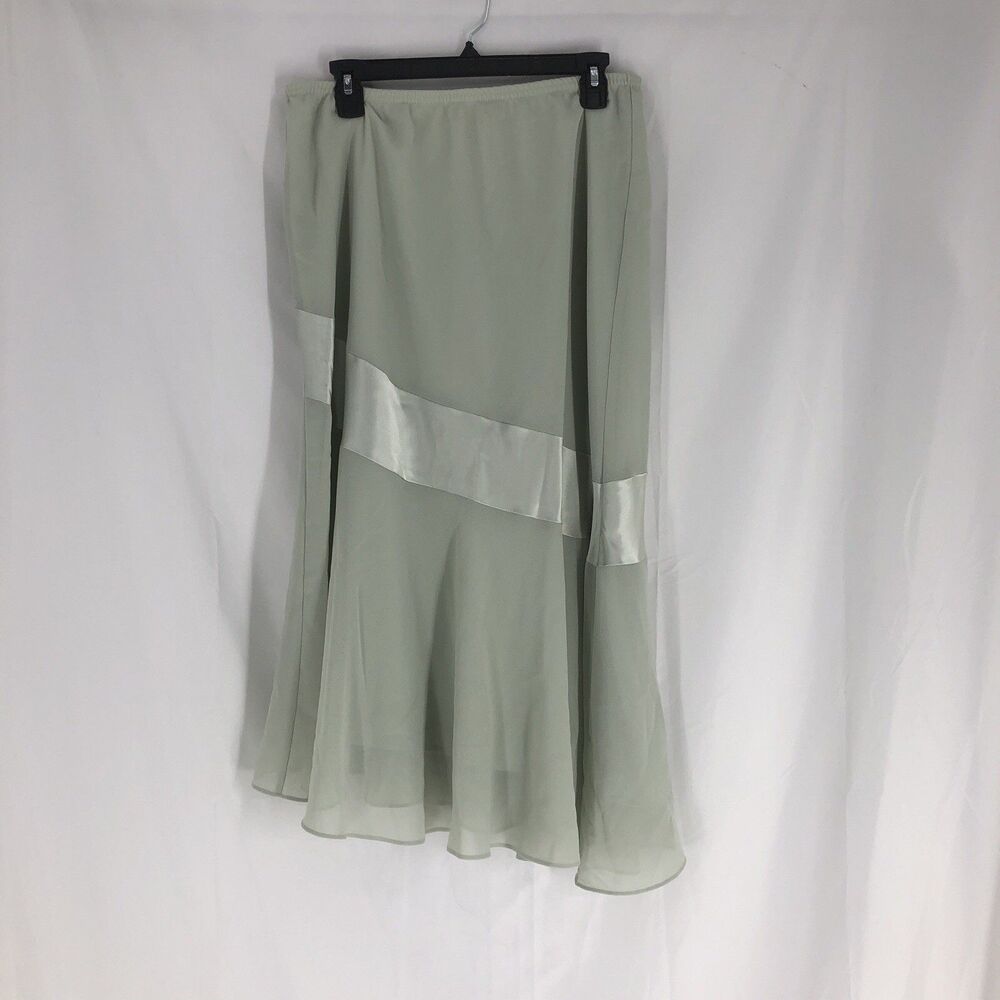 Coldwater Creek Green Asymmetrical Hem Skirt Size 14 Pull On Polyester